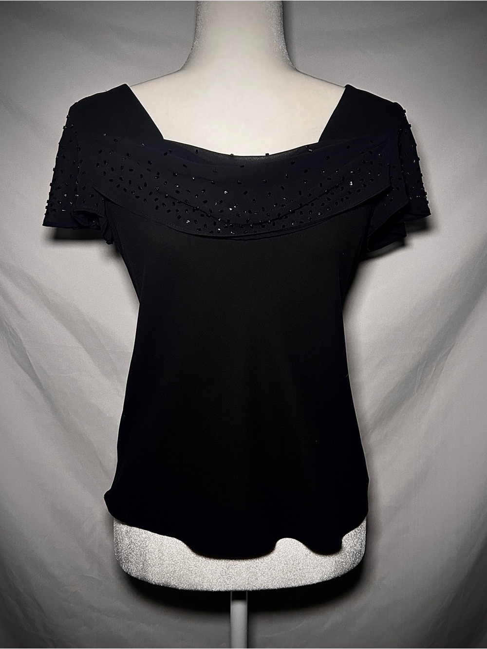 S.L. Fashions Black Off-Shoulder Beaded Top